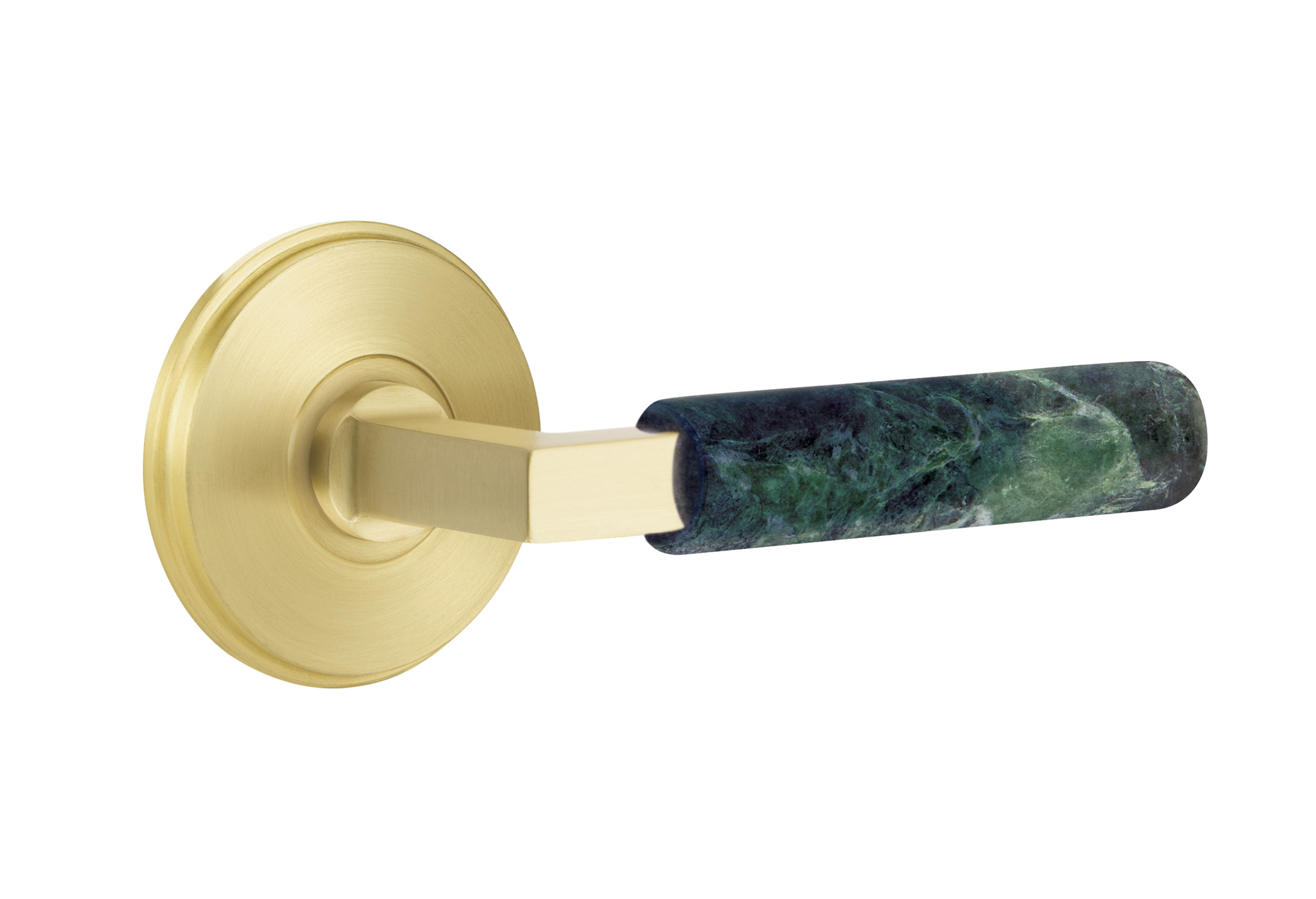 Emtek Green Marble L-Square Style Door Lever with Watford Rosette