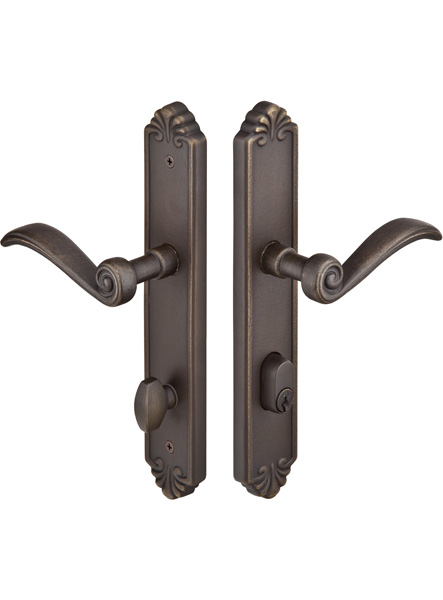 Emtek Configuration 1 Cast Bronze Tuscany 2X10 Multi Point Lock Trim Only