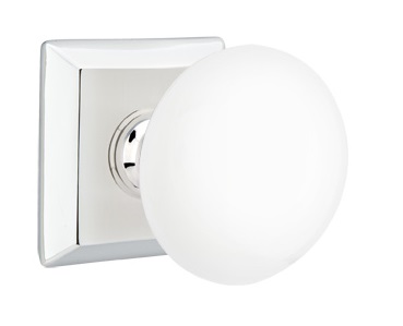 Emtek Ice White Knob with Quincy Rosette
