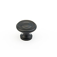 Schaub Traditional Designs Ringed Round Knob 1 1/4 inch dia Flat Black