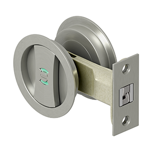 Deltana 2 1/8 Inch Sliding Door Round Privacy Lock, Brushed Nickel