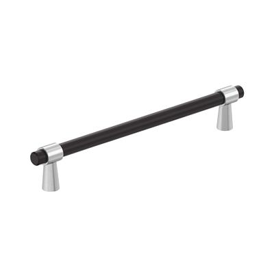 Amerock Mergence 6-5/16 Inch cc Cabinet Pull Matte Black/Polished Chrome