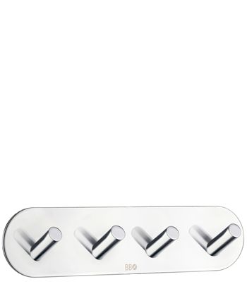 Beslagsboden Design Self-Adhesive Rounded Base Quadruple Hook - Polished Stainless Steel