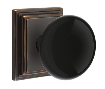 Emtek Ebony Porcelain Knob with Wilshire Rosette