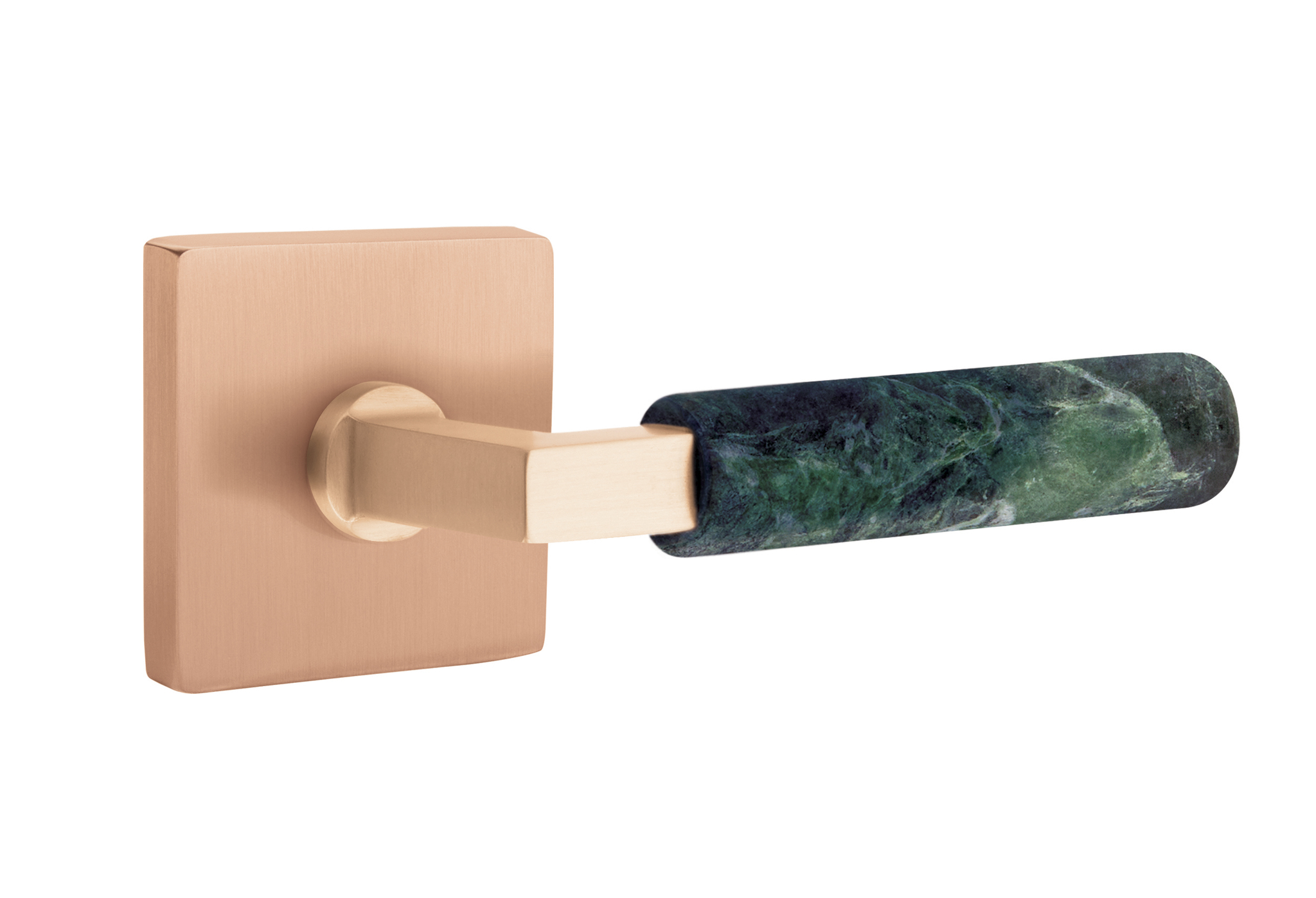 Emtek Green Marble L-Square Style Door Lever with Square Rosette