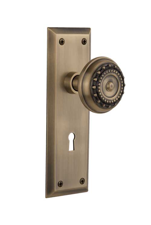 Nostalgic Warehouse New York Plate with Meadows Knob - Mortise Lock