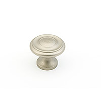 Schaub Traditional Designs Ringed Round Knob 1 1/4 inch dia Distressed Nickel