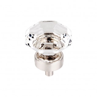 Top Knobs TK128BSN Clear Octagon Crystal Knob 1 3/8 Inch Brushed Satin Nickel