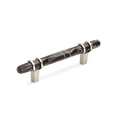 Amerock Carrione 3-3/4 Inch cc Cabinet Pull Marble Black/Polished Nickel