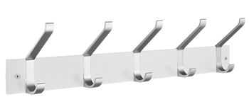 Beslagsboden Profile Collection Five Hook Coat and Hat Rack - Satin Aluminum / White