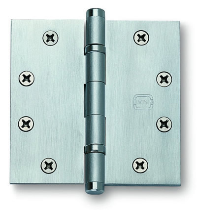 Omnia Square Corner 4.5 Inch Solid Brass Ball Bearing Door Hinges (each)
