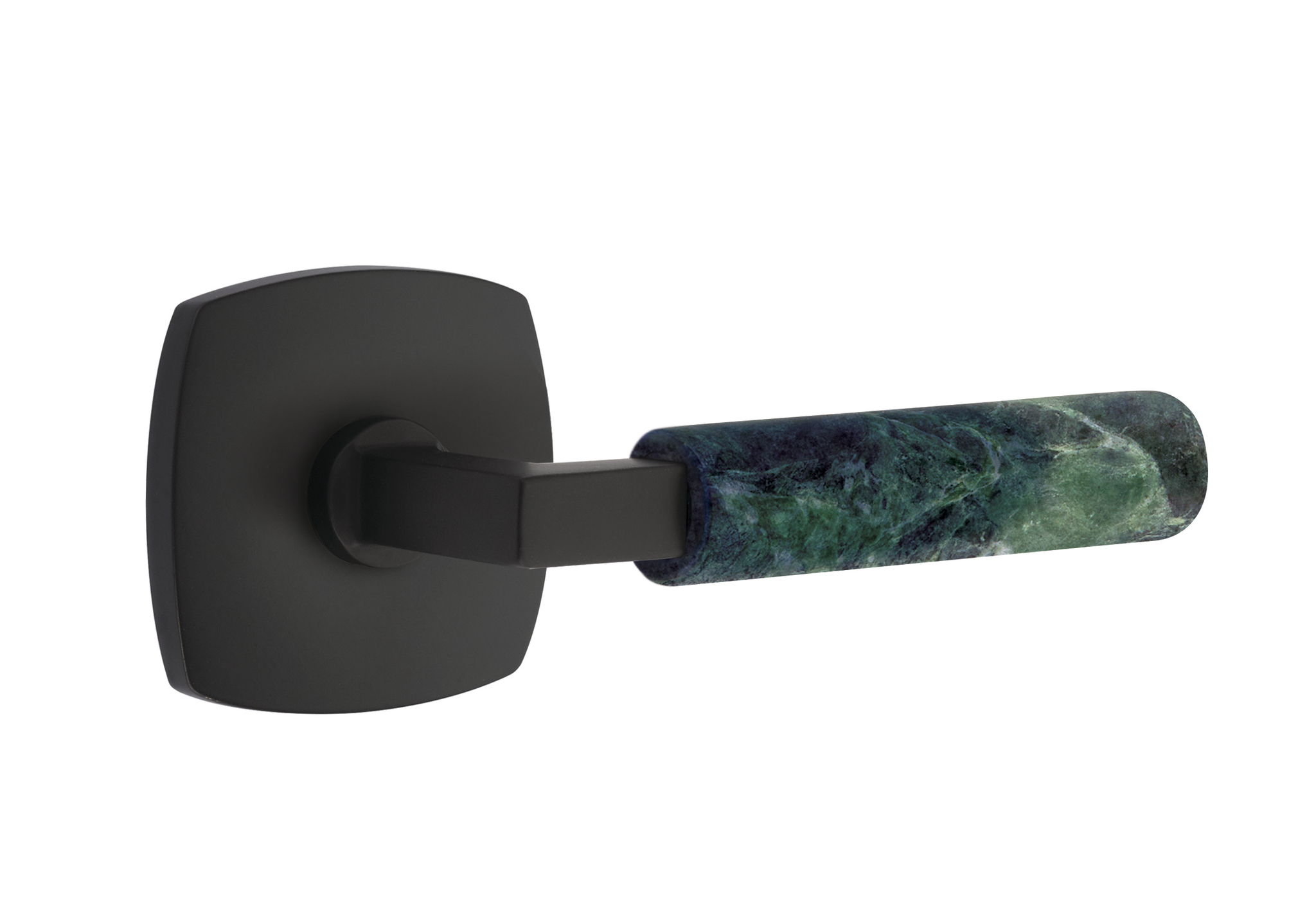 Emtek Green Marble L-Square Style Door Lever with Urban Modern Rosette