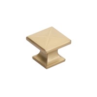 Schaub Northport 1 3/8 inch Diameter Square Knob With X Indent in Signature Satin Brass