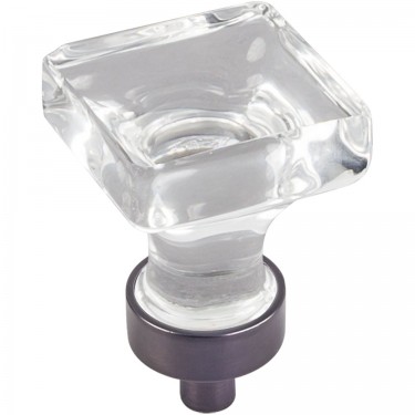 Hardware Resources Harlow 1 Inch Glass Square Cabinet Knob - Brushed Oil-Rubbed Bronze