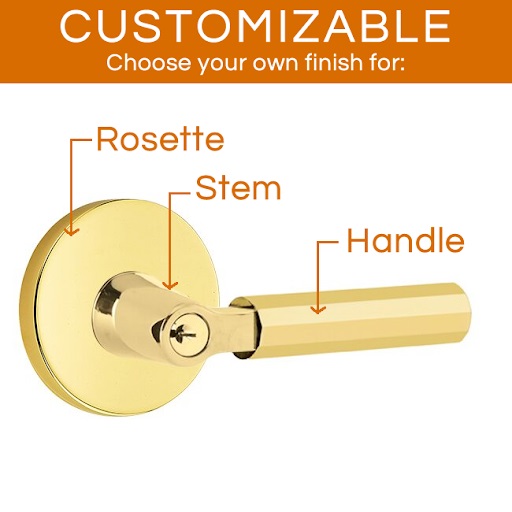 Emtek Select - Customizable Faceted L-Square Keyed Entrance Lever with Disk Rosette