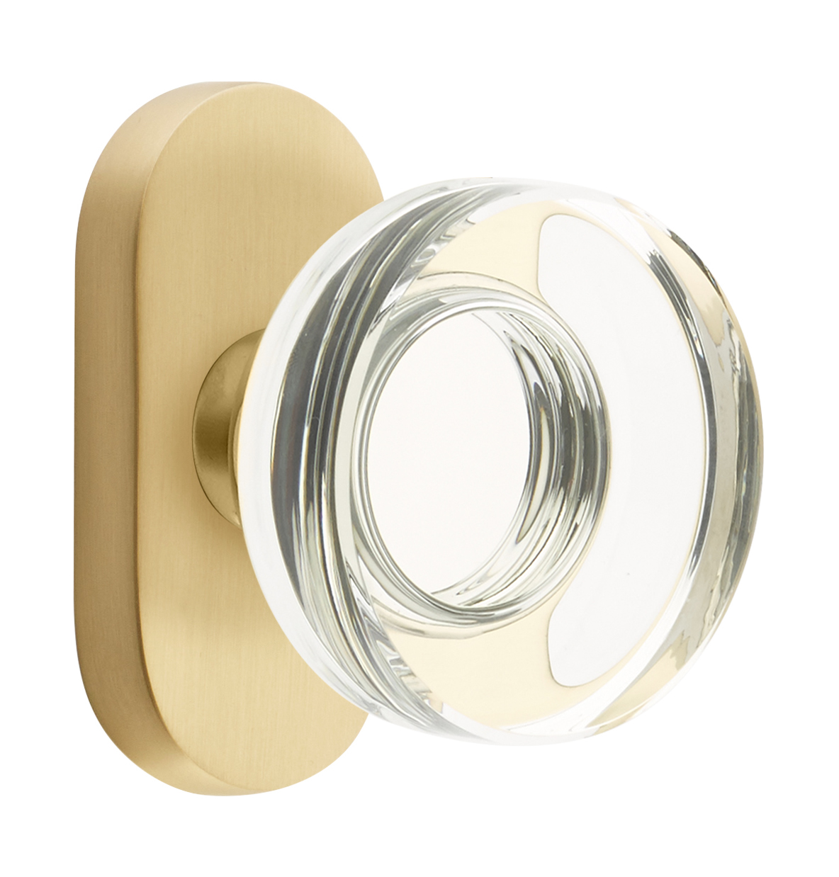 Emtek Modern Disc Crystal Knob with 1.5" x 3" Oval Stretto Rosette