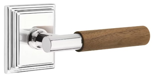 Emtek Walnut Grip T-Bar Style Door Lever with Wilshire Rosette