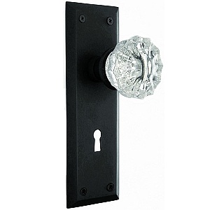 Nostalgic Warehouse New York Plate with Crystal Knob - Mortise Lock