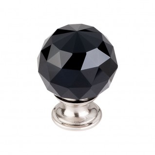 Top Knobs TK116BSN Black Crystal Knob 1 3/8 Inch Brushed Satin Nickel