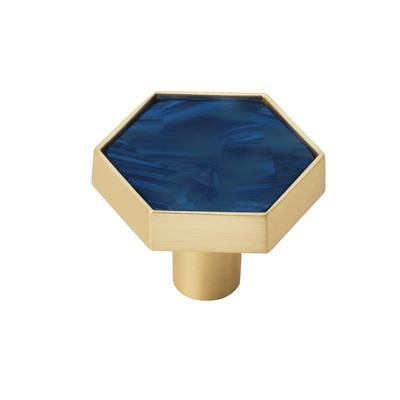 Amerock Accents 1-5/16 Inch Gold/Navy Blue Cabinet Knob