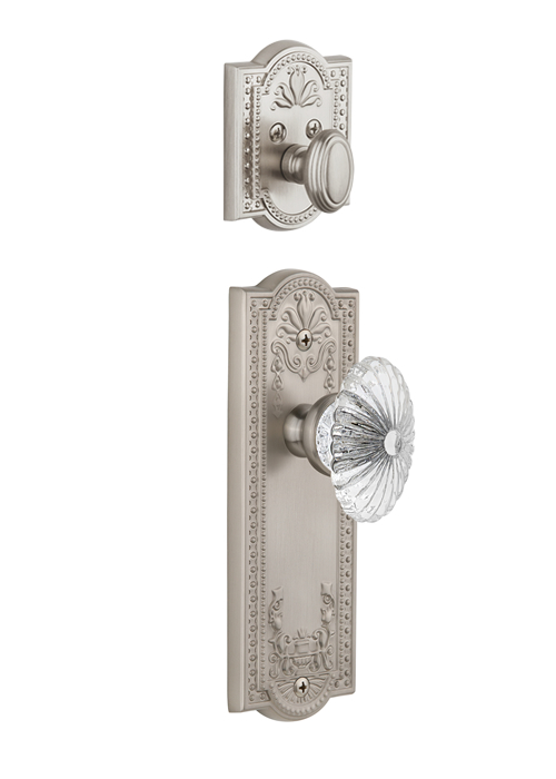 Grandeur Parthenon Handleset with Burgundy Knob - (Interior Half Only, with Deadbolt)