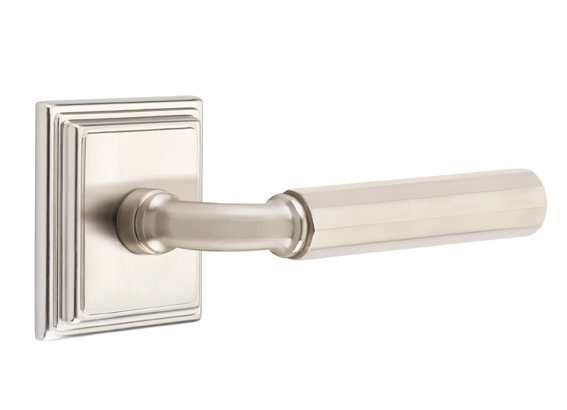 Emtek R-Bar Faceted Door Lever with Wilshire Rosette