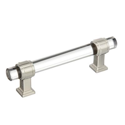 Amerock Glacio 3-3/4 Inch cc Cabinet Pull Clear/Satin Nickel
