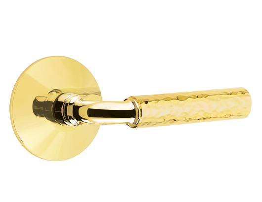 Emtek R-Bar Hammered Door Lever with Modern Rosette