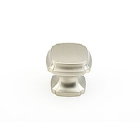 Schaub Country 1 3/8 inch Diameter Square Knob in Satin Nickel