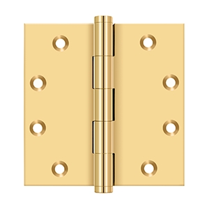Deltana 4 1/2 Inch x 4 1/2 Inch Square Hinges, PVD Polished Brass