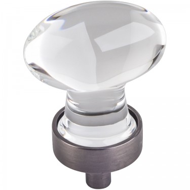 Hardware Resources Harlow 1-1/4 Inch Glass Oval Cabinet Knob - Brushed Pewter