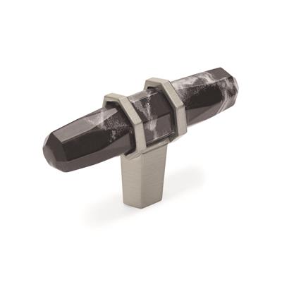 Amerock Carrione 2-1/2 Inch Cabinet Knob Marble Black/Satin Nickel