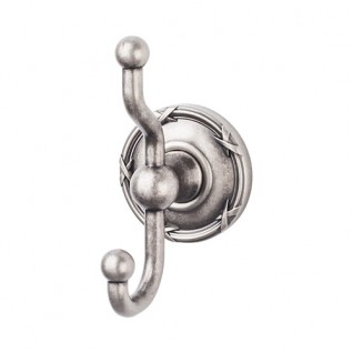 Top Knobs ED2APE Edwardian Ribbon Double Towel or Robe Hook Antique Pewter