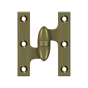 Deltana 3 Inch x 2 1/2 Inch Right Hand, Olive Knuckle Hinge, Antique Brass