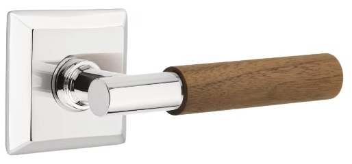 Emtek Walnut Grip T-Bar Style Door Lever with Quincy Rosette