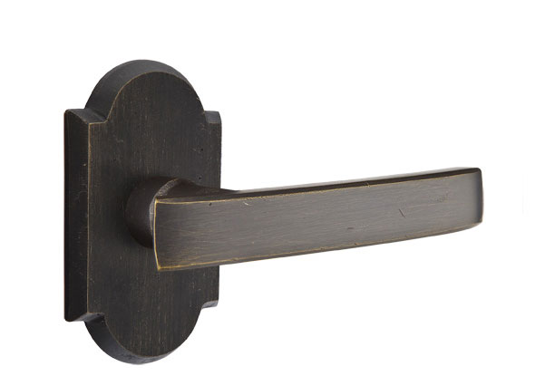 Emtek Sandcast Bronze Yuma Lever Handle with Style 1 Rosette
