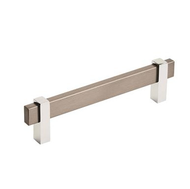 Amerock Mulino 5-1/16 Inch cc Cabinet Pull Black Brushed Nickel/Polished Chrome