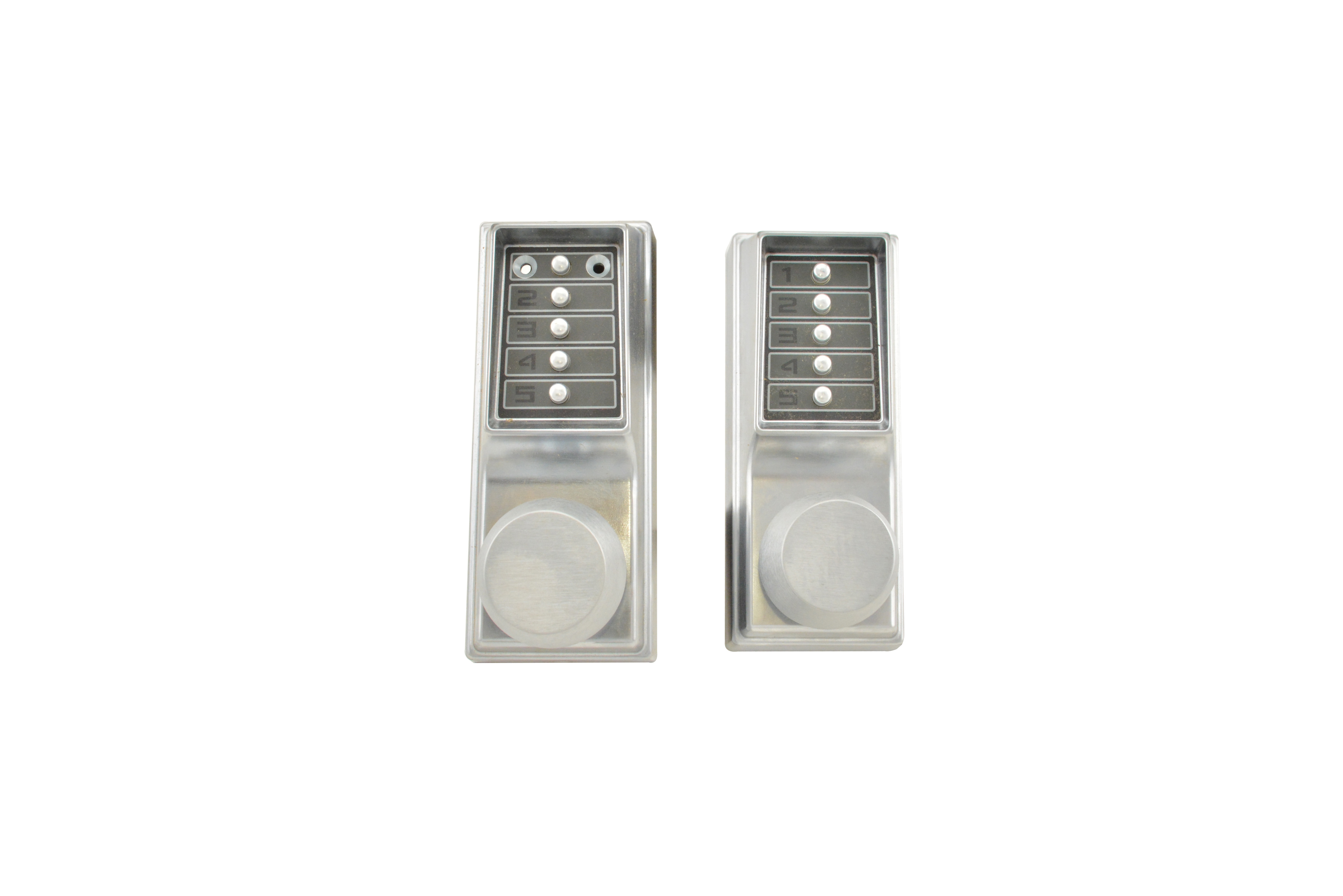 Kaba Simplex EE1011EE101126D Back to Back Mechanical Pushbutton Lock Cylindrical with Knobs Entry Egress with 2-3/4 Inch Backset Satin Chrome Finish