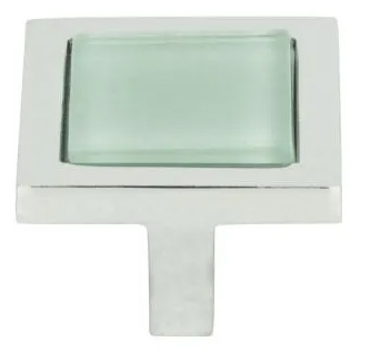 Atlas Homewares Spa Green Square Knob 1 3/8 Inch Polished Chrome