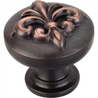 Hardware Resources Lafayette 1-3/8 Inch Fleur Cabinet Knob - Brushed Oil-Rubbed Bronze