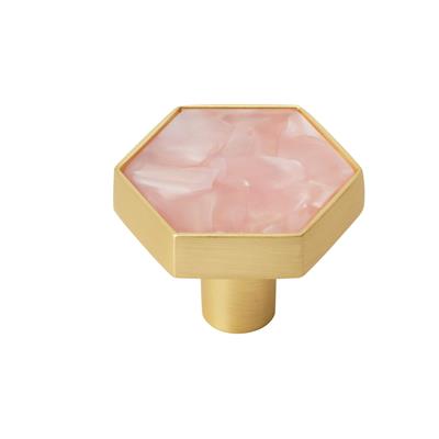 Amerock Accent 1-5/16 Inch Gold/Pink Cabinet Knob