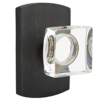 Emtek Square Crystal Knob with Sandcast Style 4 Rosette