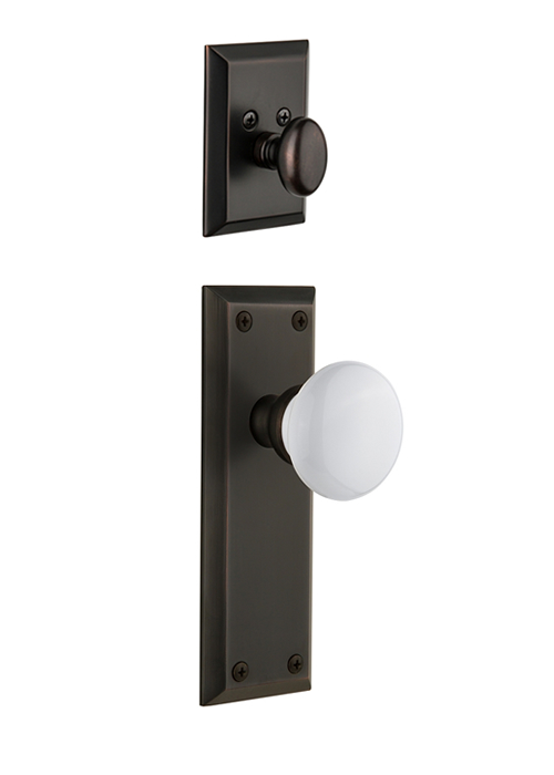 Grandeur Fifth Avenue Handleset with Hyde Park Knob - (Interior Half Only, with Deadbolt)