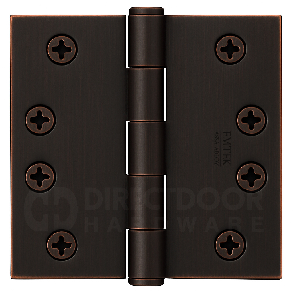 Emtek 4 Inch Solid Brass Residential Duty Door Hinges with Square Corners (pair)