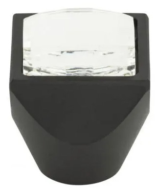 Atlas Homewares Crystal Large Square Knob 1 Inch Matte Black