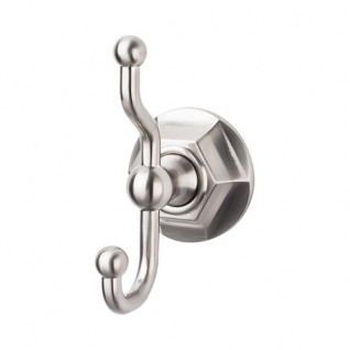 Top Knobs ED2BSNB Edwardian Hex Double Towel or Robe Hook Brushed Satin Nickel
