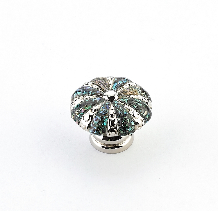 Schaub Imperial Shell 1-3/8 Inch Round Cabinet Knob Polished Nickel