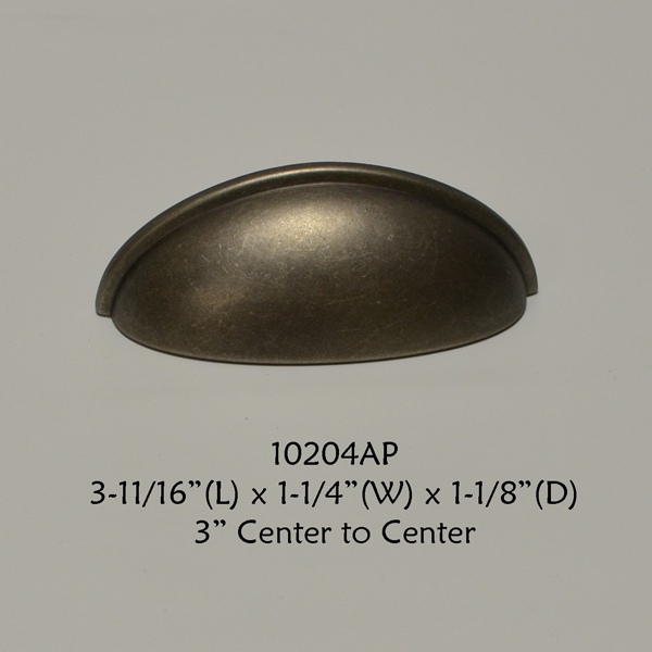 Residential Essentials 10204AP Cabinet Cup Pull in Aged Pewter