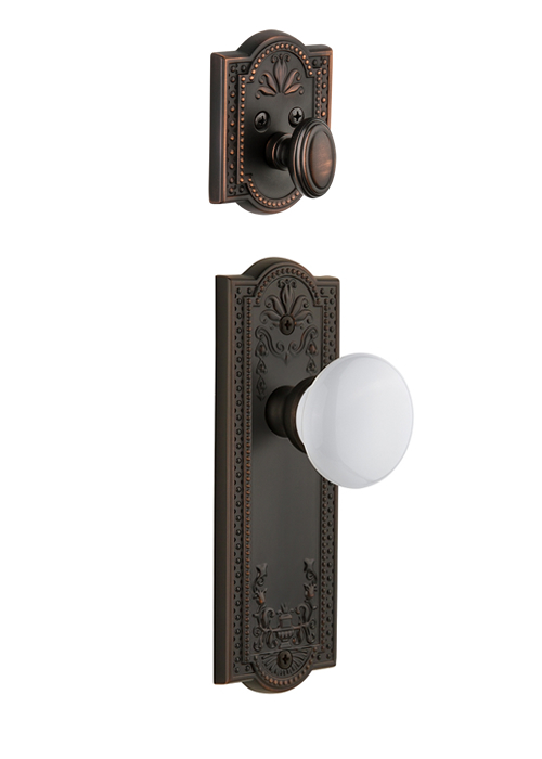 Grandeur Parthenon Handleset with Hyde Park Knob - (Interior Half Only, with Deadbolt)