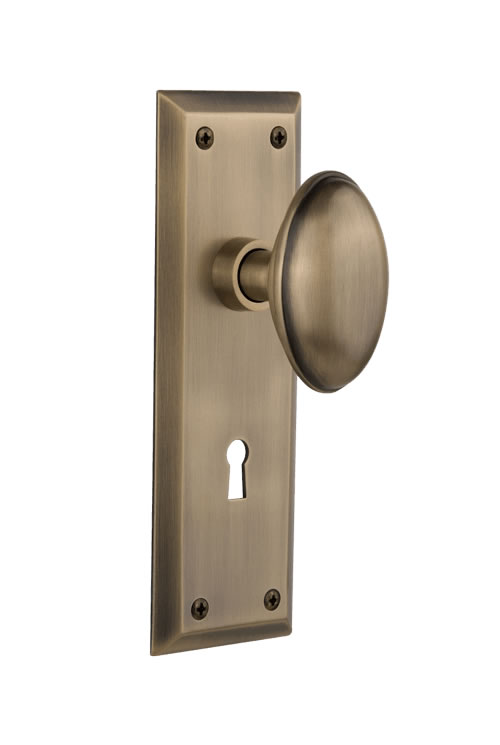 Nostalgic Warehouse New York Plate with Homestead Knob - Mortise Lock